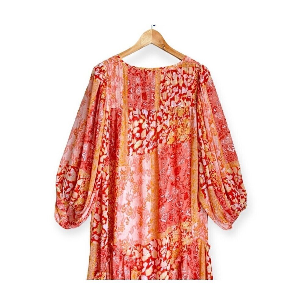 Talisman Sabrina Midi Dress Relaxed Oversized Bohemian Bonfire Size L NEW Boho - Picture 7 of 11